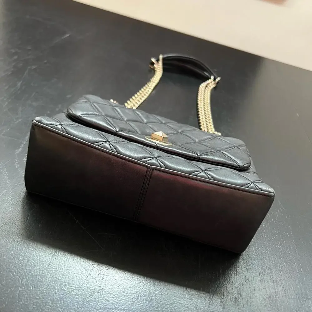 Kate Spade Black‎ Quilted Shoulder Bag with Gold Chain